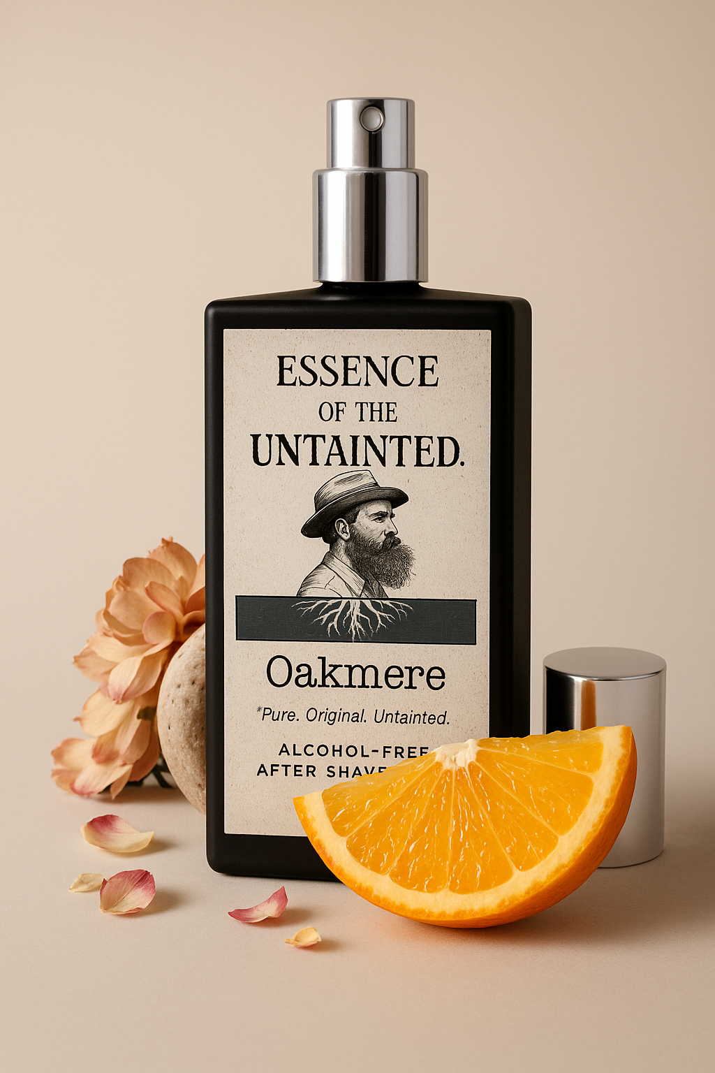 A close-up of Lulu’s Untainted Tallow witch hazel-based perfumes and aftershaves displayed on a wooden surface with fresh witch hazel flowers and essential oil bottles, highlighting their natural, long-lasting, and skin-friendly formulation.